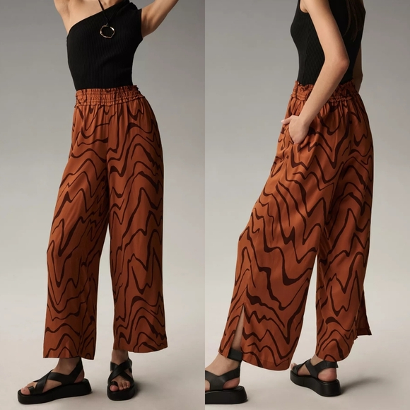 Anthropologie Pants - Anthropologie Abstract Marble Print Wide Leg Pull On Pants Boho Resort Small